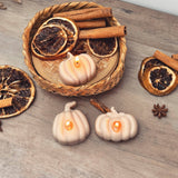 Beige Autumn Pumpkin Tea Light Candles - Natural Halloween: Unscented (PRE ORDER DELIVERY IN 2 WEEKS)