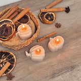 Beige Autumn Pumpkin Tea Light Candles - Natural Halloween: Unscented (PRE ORDER DELIVERY IN 2 WEEKS)