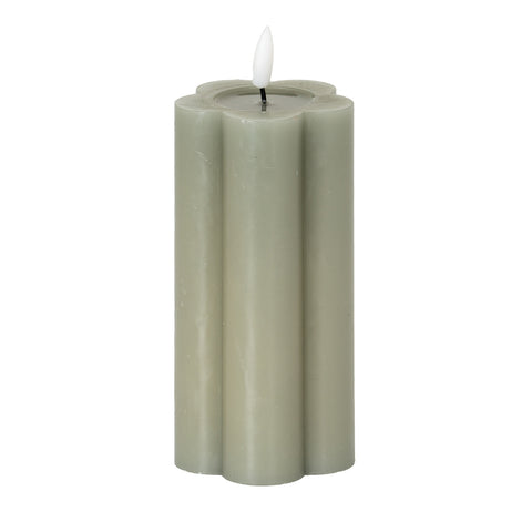 Luxe Collection Natural Glow Grey Pillar LED Candle