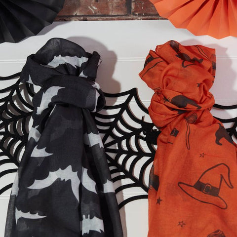 Halloween Witch And Bat Scarfs