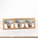 Snowy Highland Cow Trio Tray, 30cm