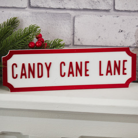 Candy Cane Lane Wooden Plaque