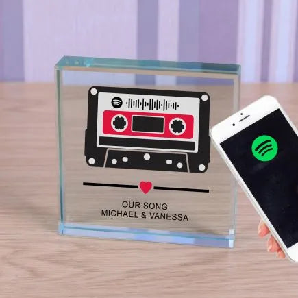 Personalised Our Song Cassette Glass Token Spotify Gift