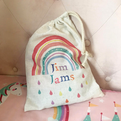 Kids Rainbow Pyjama Drawstring Bag