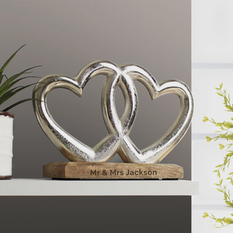 Personalised Free Text Double Heart Ornament