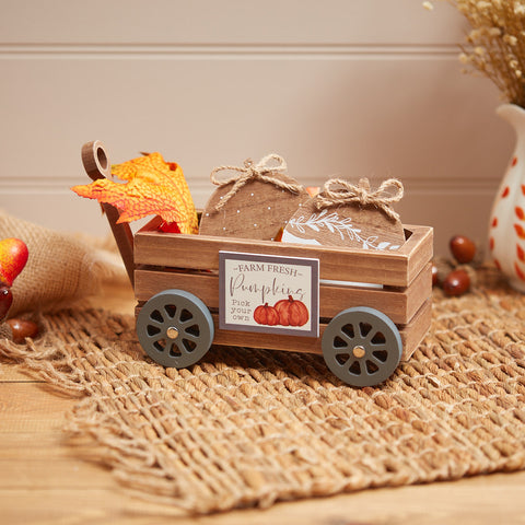 Small Wooden Pumpkin Cart