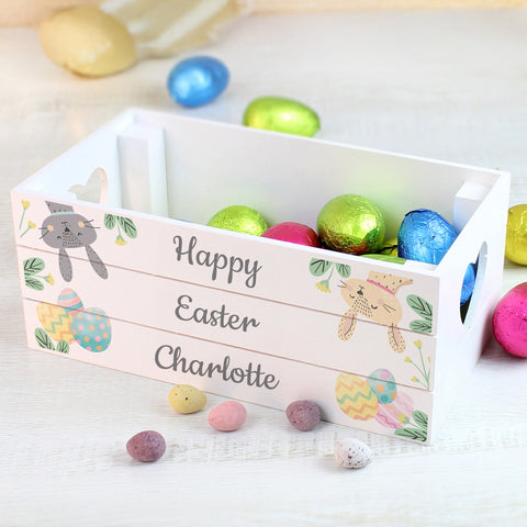 Personalised Small Easter White Wooden Crate