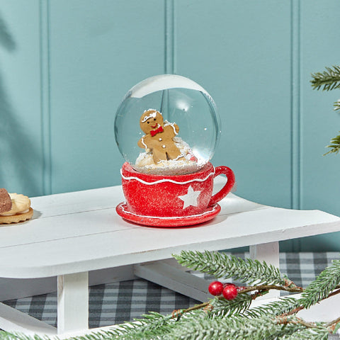 Gingerbread Teacup Resin Snow Globe
