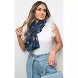 Navy Sparkle Tree Print Wrap Scarf