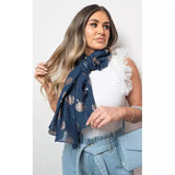 Navy Sparkle Tree Print Wrap Scarf
