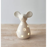 White Starry Mouse T-Light Holder, 14.5cm