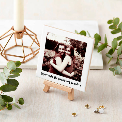 Personalised Ceramic Sister's Photo And Mini Easel
