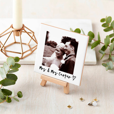 Personalised Ceramic Wedding Photo And Mini Easel