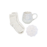 Iridescent Snowflake Mug, Coaster and Socks Set