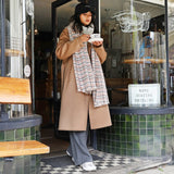 Checked Tweed Natural Colour Winter Blanket Scarf