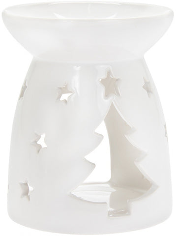 White Christmas Tree Oil Burner, 12cm.