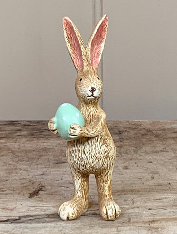 STANDING RABBIT GREEN EGG 14CM.