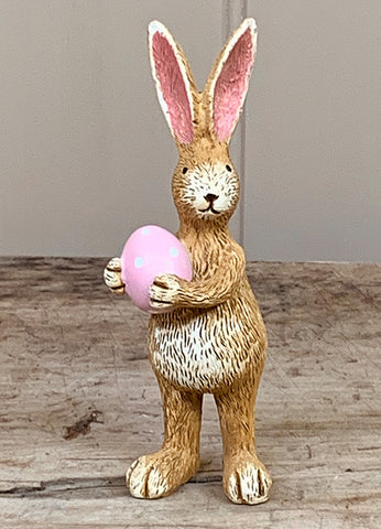 STANDING RABBIT PINK EGG 14CM.
