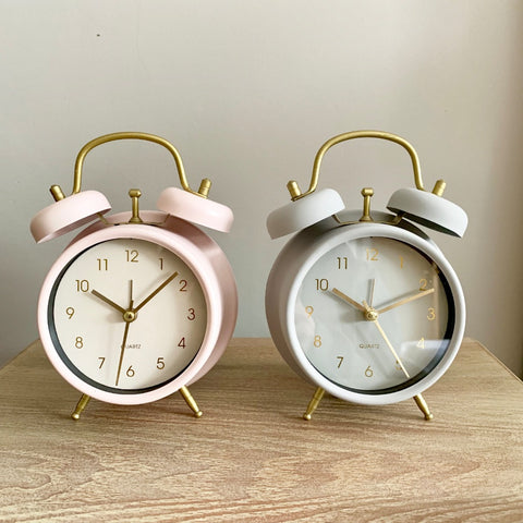 Small Pink Or Grey Alarm Clock.