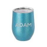 Personalised Glitter Stemless Insulated Wine Tumbler.
