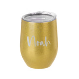 Personalised Glitter Stemless Insulated Wine Tumbler.
