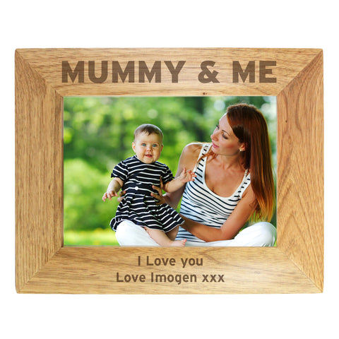 Personalised Mummy & Me 7x5 Landscape Wooden Photo Frame.