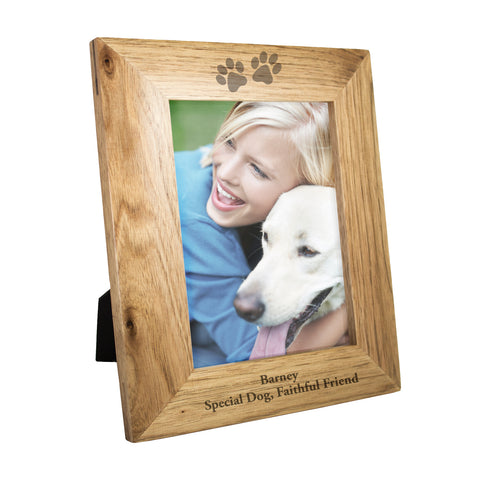 Personalised Paw Prints 5x7 Wooden Photo Frame.