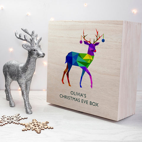 PERSONALISED GEOMETRIC REINDEER CHRISTMAS EVE BOX.