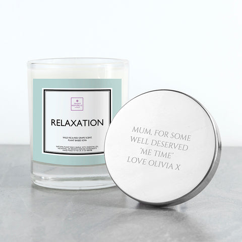 PERSONALISED RELAXATION SOY CANDLE WITH SILVER LID.