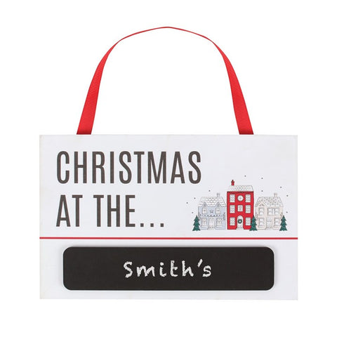 Christmas At The... Hanging Chalkboard Sign