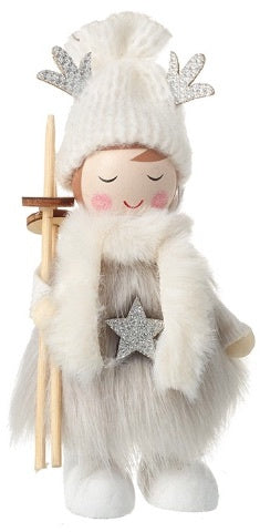 STANDING WOODEN SKIING GIRL.