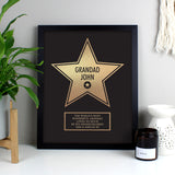 Personalised Walk of Fame Star Award Black Framed Print.