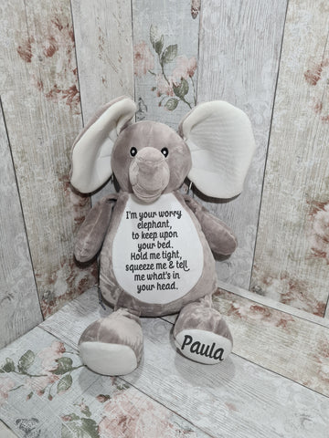 Personalised Worry Pal Elephant.