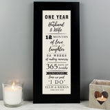 Personalised 1st Anniversary Letterbox Frame.