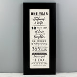 Personalised 1st Anniversary Letterbox Frame.