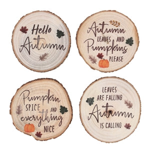 Set of 4 Log Slice Autumn Coasters