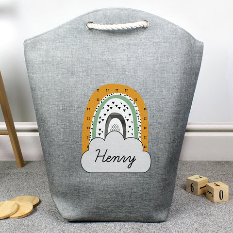 Personalised Mustard & Green Rainbow Storage Bag.