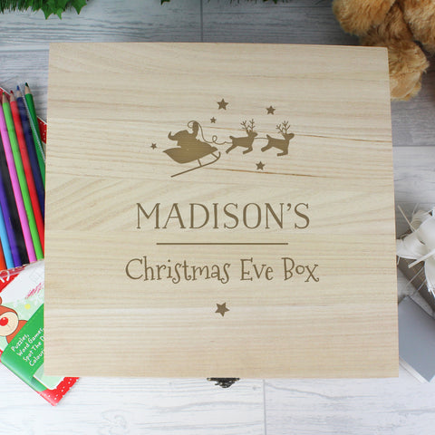 Personalised Large Wooden Christmas Eve Box.