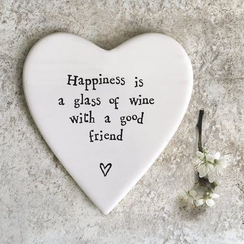 East of India Happiness Is A Glass Of Wine Porcelain Friend Coaster