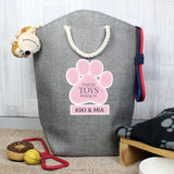 Personalised Pink Paw Print Storage Bag.