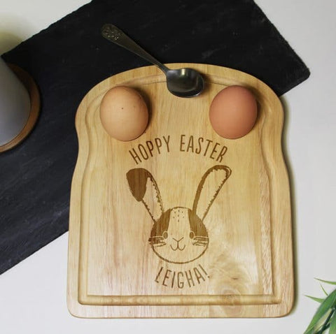 Personalised Hoppy Easter Egg and Soldiers Board.