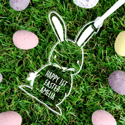 Personalised Acrylic Easter Bunny Decoration.