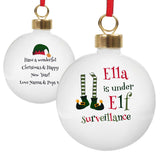 Personalised Elf Surveillance Bauble.