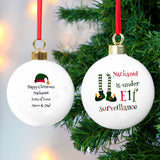 Personalised Elf Surveillance Bauble.