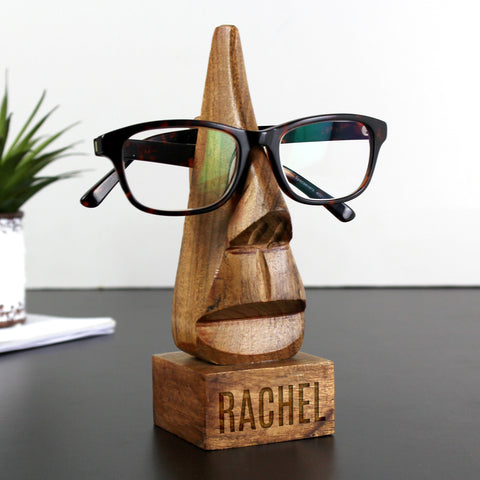 Personalised Wooden Nose-Shaped Glasses Holder.