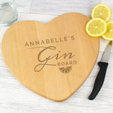 Personalised Gin Heart Chopping Board.