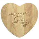 Personalised Gin Heart Chopping Board.
