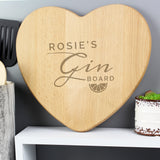 Personalised Gin Heart Chopping Board.