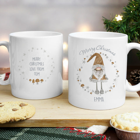 Personalised Scandinavian Christmas Gnome Mug.