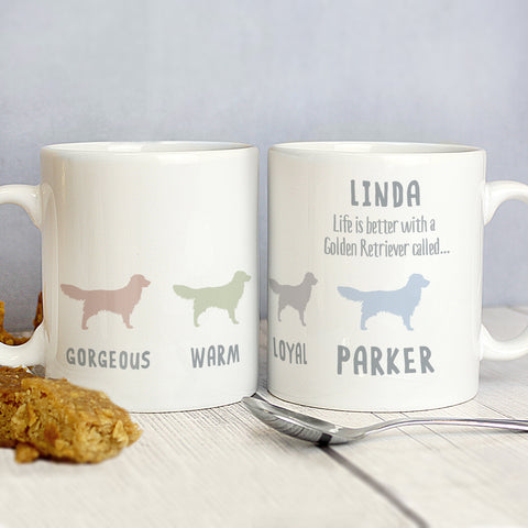 Personalised Golden Retriever Dog Breed Mug.